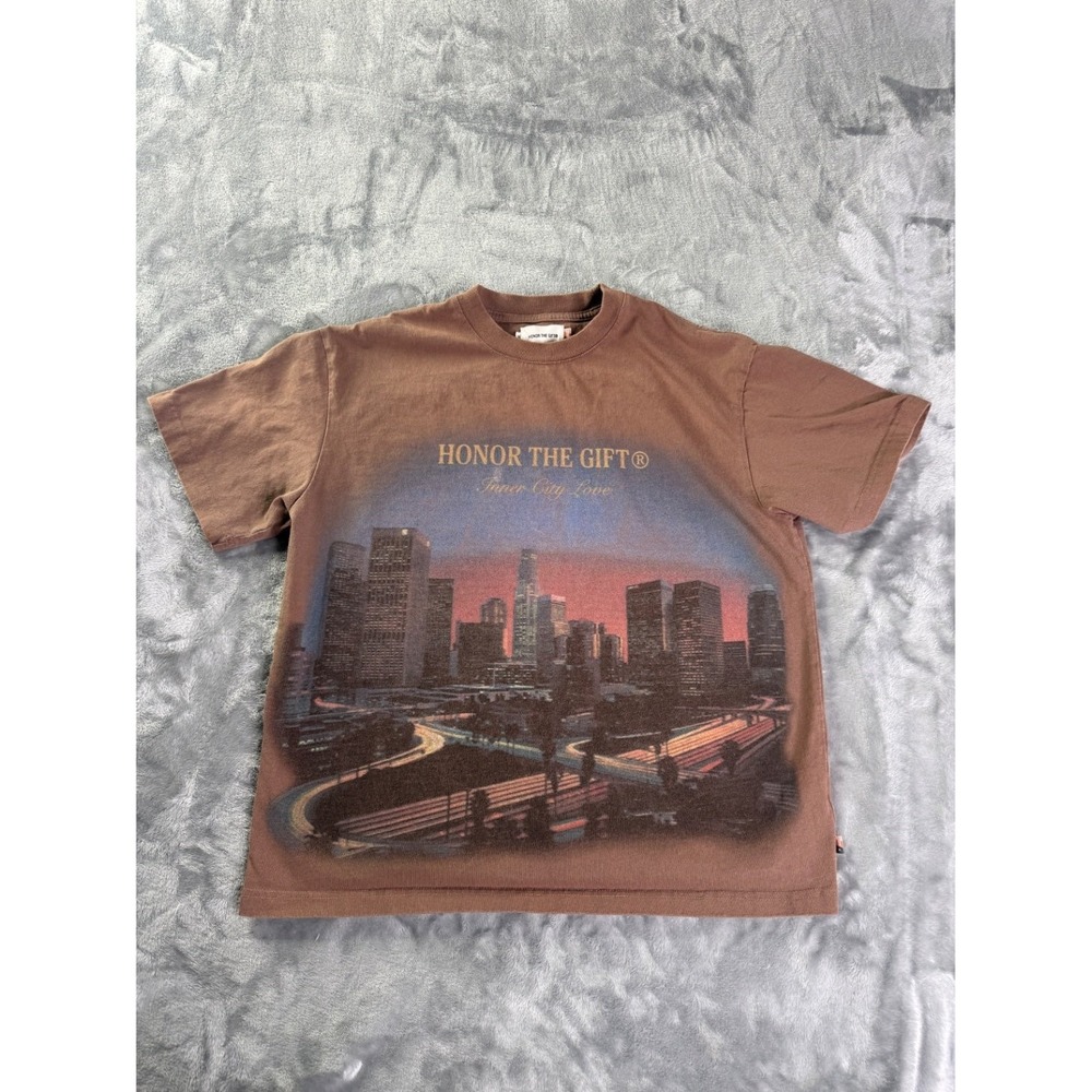 Honor The Gift T-Shirt Inner City Love Mens M Brown Crew Neck Short Sleeve